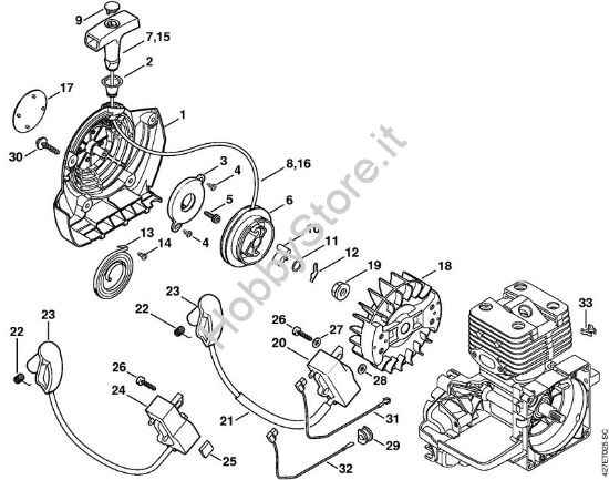 Dispositivo avviamento, impianto di accensione BT 120 C BT 120 C brand Stihl